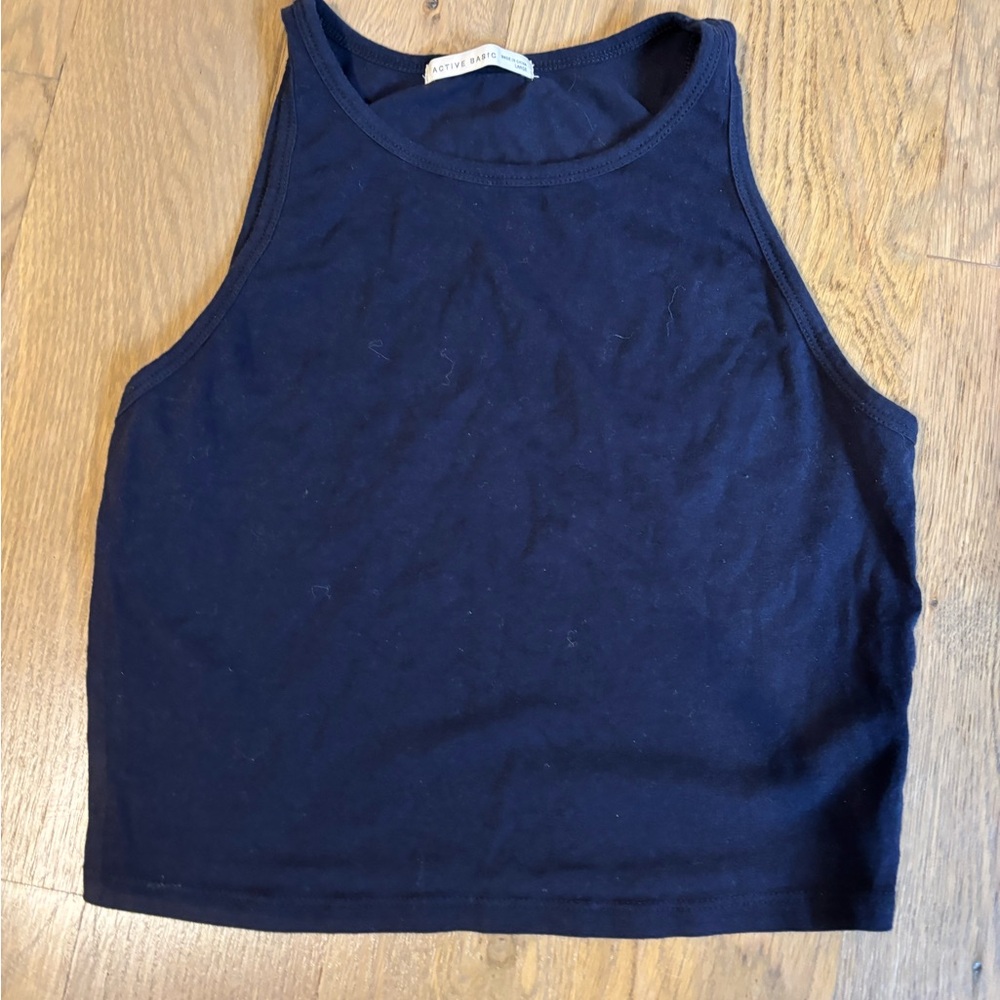 Navy Blue Women's Tank Top active basic size large L cropped